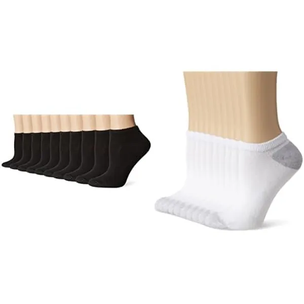 Hanes Women's Value Socks Low Cut and No Show Soft Moisture-Wicking Socks 10-Pack Bundle, 5-9