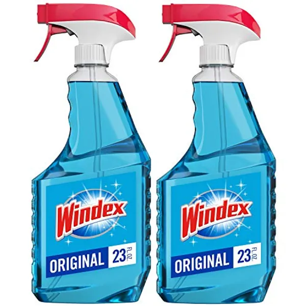 Windex Glass and Window Cleaner Spray Bottle, Bottle Made from 100% Recovered Coastal Plastic, Original Blue, 23 fl oz (Pack of 2)