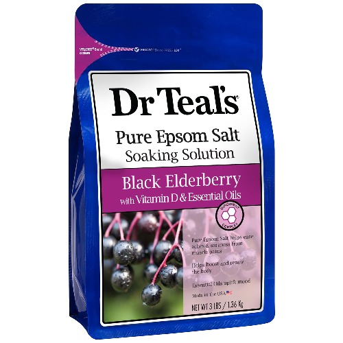 Dr Teal's Pure Epsom Salt Soak, Black Elderberry with Vitamin D, 3 lbs - 3 Pound(48 Ounce )