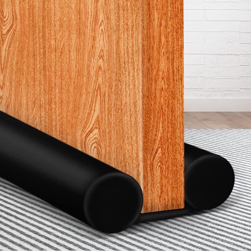 MAXTID Under Door Draft Blocker Black Door Draft Stopper 32-38" Reduce Breeze Cold Air Blocker Adjustable Door Seal Sweep Noise Stopper - Black 38"