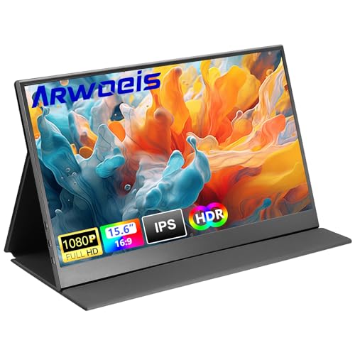 ARWOEIS Portable Monitor 15.6inch FHD 1080P 60Hz 178° IPS Screen Travel Monitor USB-C HDMI Second External Monitor for Laptop,PC,Mac Phone,PS,Xbox,Swich, Ultra-Thin Gaming Monitor/Premium Smart Cover