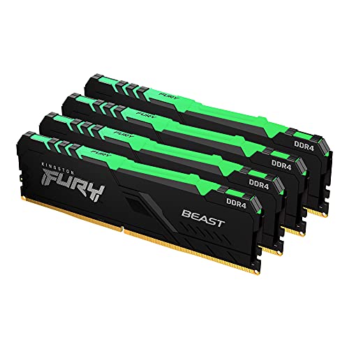 Kingston FURY Beast RGB 64GB (4x16GB) 3200MHz DDR4 CL16 Desktop Memory Kit of 4 KF432C16BBAK4/64