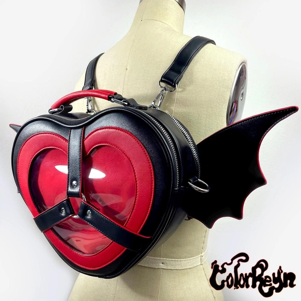 Black Heart Anime Ita Bag - Ita Backpack - Ita Bag Crossbody - Ita Bag Purse - Ita Bag Accessories - Anime Pin Bag - Kawaii Ita Bag