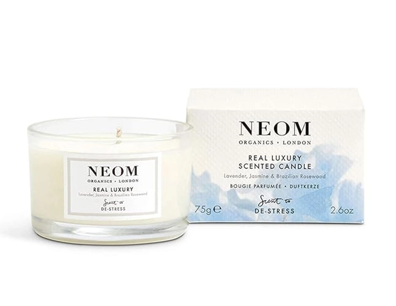 NEOM Lavender, Jasmine & Basil Candle, 3 Wick, Scent to Sleep, Essential Oil Aromatherapy Candle, 100% Natural Fragrance