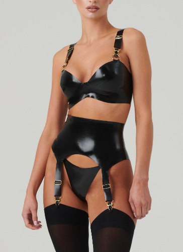 Latex Dynasty Lingerie Set | S / Black