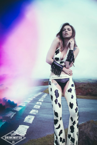 Latex Pants Trousers Cow girl Chaps, in Black and White.