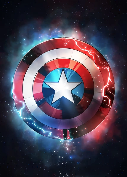 'Captain America's Cosmic Shield' Poster, picture, metal print, paint by Marvel | Displate