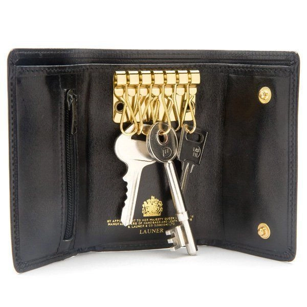 Six-hook key case with zip – Ebony Black
