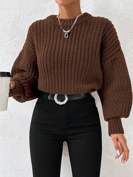 SHEIN Pull À Manches Lanternes Et Épaules Baissées Pour Femme