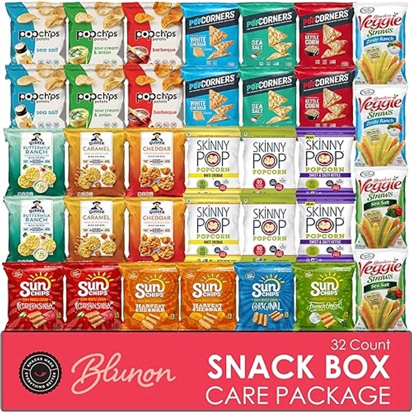 Snacks Variety Pack for Adults - Snack Box Care Package Gift Box - Bulk Healthy Snack Bag Assortment (34 pack)