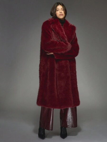 MISSGUIDED Luxuriöser langer Fellmantel aus Kunstfell, plüschig, bodenlang, oversized, Modeerklärung, Laufsteg-Stil für die Herbstsaison, ultra weich