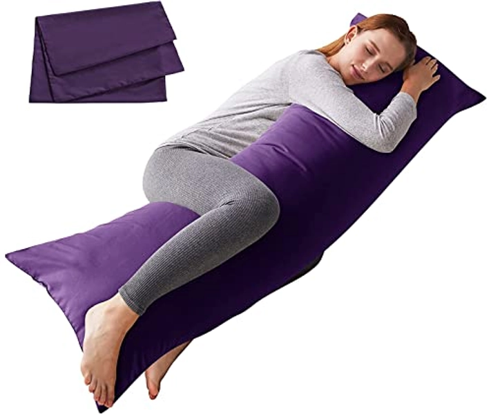 ELNIDO QUEEN Body Pillow with Pillowcase - Soft Long Bed Pillow for Adults - Breathable Full Body Pillow Insert for Sleeping, 20x54inches, Purple