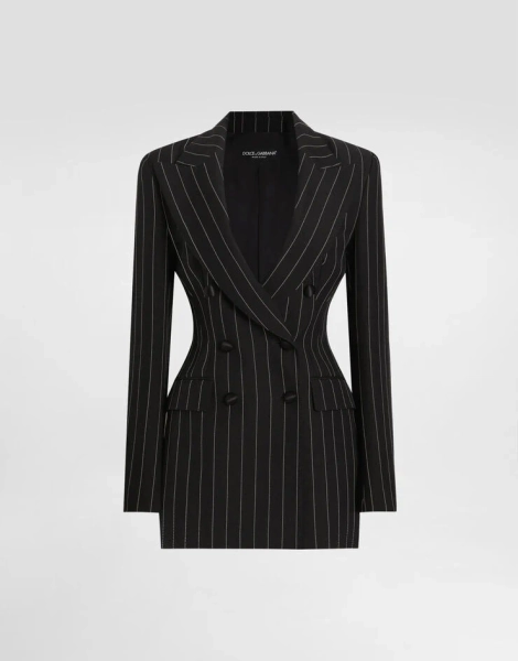Double-breasted pinstripe wool jacket