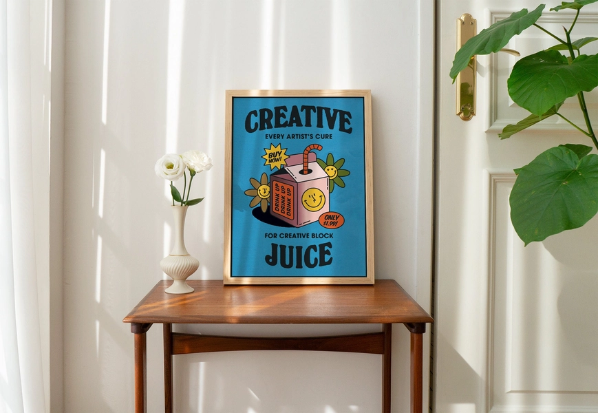 Creative Juice Wall Print, Digital Download Print, Retro Wall Decor,  Creative Large Printable Art, Downloadable Prints