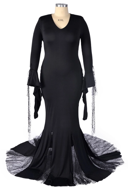 Plus Size The Addams Family Morticia Addams Cosplay Costume