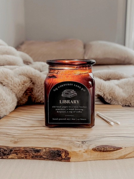 Library | Book Lover Candle, Dark Academia Gift, Literary Candle, Bookish Aesthetic Gift, Book Inspired Soy Candle