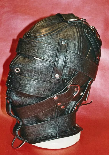 MATURE Leather Hood, Leather Sensory Deprivation Hood, Black, Cosplay 3305