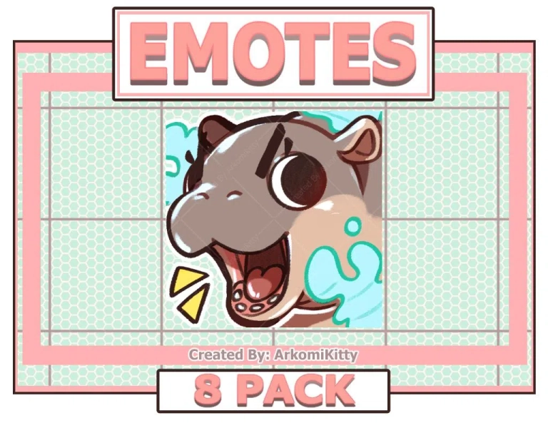 Baby Hippo EMOTES [Twitch and Discord] by ArkomiKitty (@arkomikitty)