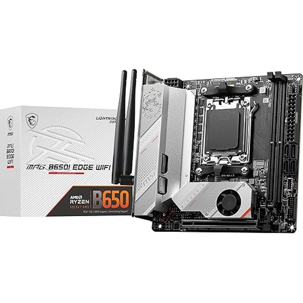 MSI MPG B650I Edge WiFi Gaming Motherboard (AMD Ryzen 9000/8000/7000 Series Processors, AM5, DDR5, PCIe 4.0, M.2, SATA 6Gb/s, USB 3.2 Gen 2, HDMI, Wi-Fi 6E, Bluetooth 5.3, 2.5Gbps LAN, Mini-ITX)