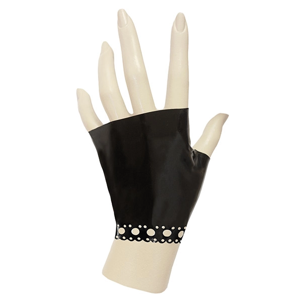 Latex Knuckle Gloves w/ diana lace trim in supatex black