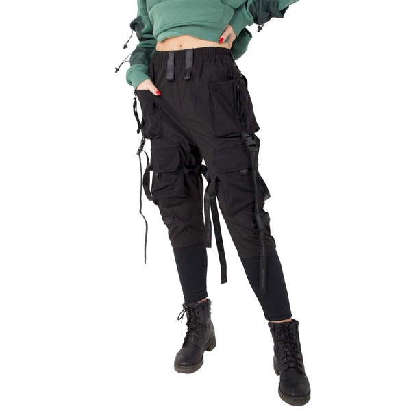 Streetwear Multi-Pocket Black Techwear Women's Pants Cyberpunk Techwear Joggers