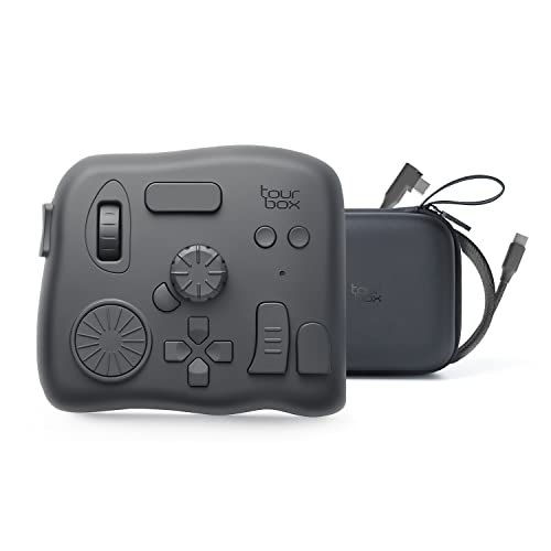 TourBox Elite, Upgraded Bluetooth Controller for Photo Video Editing, Color Grading, Ilustration, Adobe Photoshop Lightroom Premiere Illustrator Davinci Resolve After Effects Final Cut Pro Keyboard - Black (Device+Cable+Storage Bag)