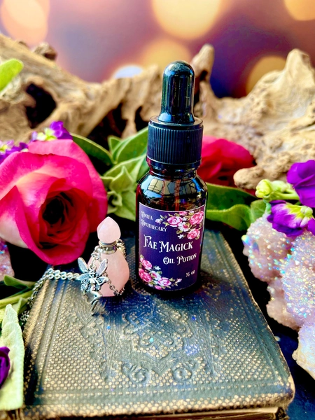 Faerie Magick Potion Oil Necklace ~ Anita Apothecary, Crystal Oil Necklace, Oil Diffuser, Faerie Necklace, vial necklace, Potion Bottle