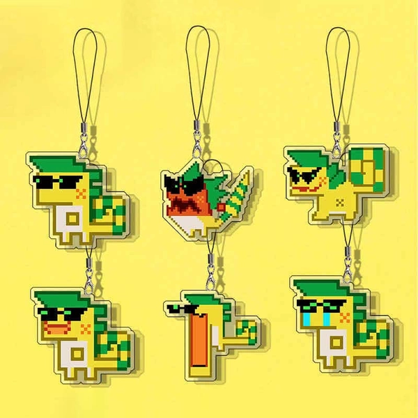 Kinich Phone Charm Genshin Impact Kinich Pixel Dragon Keychain Acrylic - 1