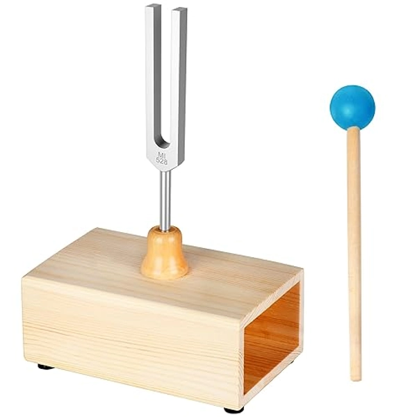 528 Hz Tuning Fork with Exquisite Wooden Resonance Box,
