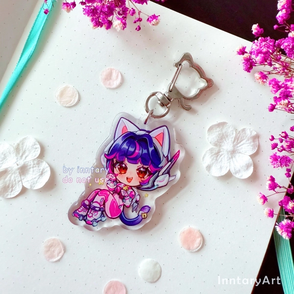 Pink Cat Juno Overwatch 2 Keychain | Space Ranger Juno | Juno Main Charm | 2.5&quot; Double-Sided Acrylic Charm