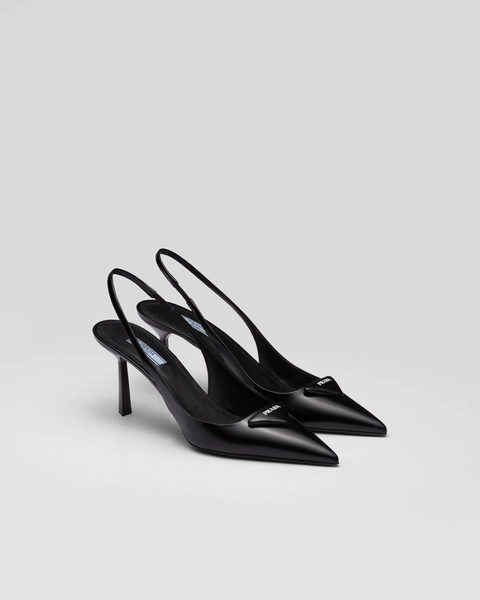 PRADA Brushed leather slingback pumps