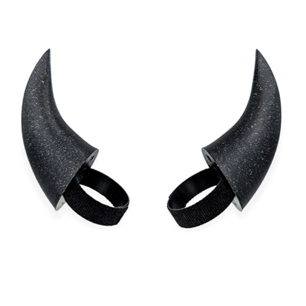 BeamTeam3D Demon Horns for Headphones - Small Devil Headphone Attachment in Various Colors with Self Fastener - Cosplay Devil Ears for Gamers and Streamers (Set of 2) (Sparkle Black)
