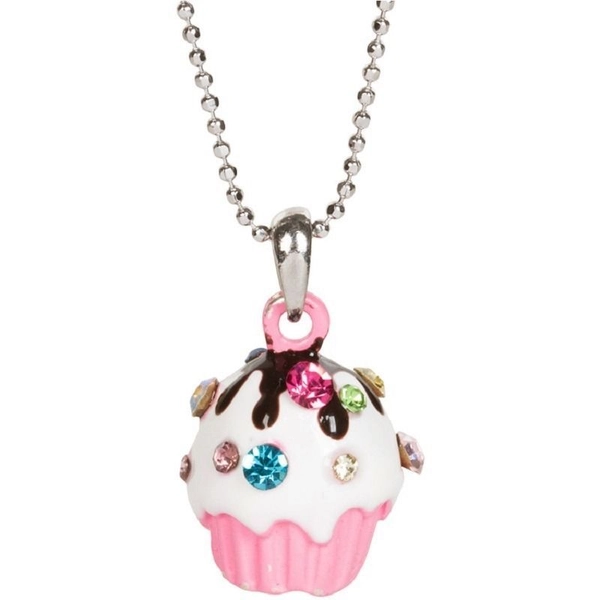 CUPCAKE NECKLACE BIRTHDAY CRYSTAL - Party Fun Girls ladies