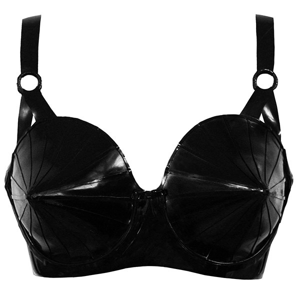 Latex Restricted Cone Bra in supatex black