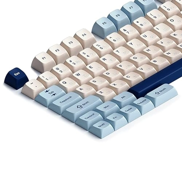 AHHC Japanese Keycaps - Ocean Custom Keycaps, for GH60RK61GK6466ALT6187104 Mechanical Keyboards, Ergonomic MDA Profile, Thick Keyboard Keycaps with Key Puller (Blue)