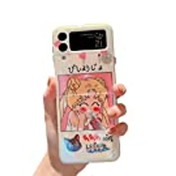 Lastma Samsung Galaxy Z Flip 3 Case Cute 5g Glitter Bling Cartoon IMD Soft Silicone Z Flip 3 (2021) TPU Shockproof Protective Phone Cases Cover for Girls and Women - Cartoon Girl