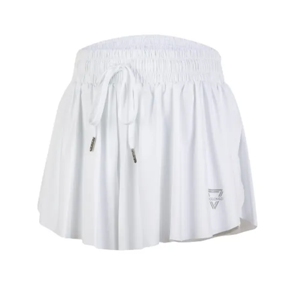 luogongzi 2 in 1 Flowy Running Shorts for Women Gym Yoga Athletic Womens Workout Biker Spandex Lounge Sweat Skirt Summer - Medium White