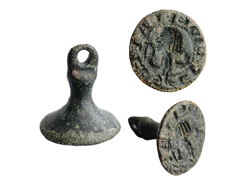 Bronze Medieval seal matrix with bust