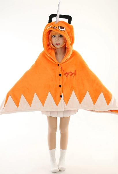 Pochita Derivative Wearable Blanket Hooded Poncho Cloak Kawaii Warm Winter Cape