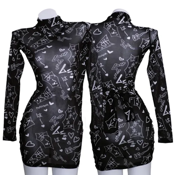 Mesh Manga Noises Dress - White / S/M