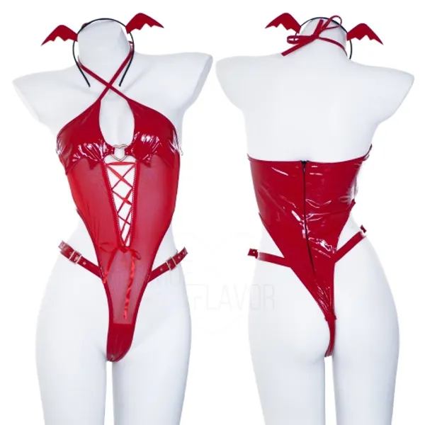 Sheer Succubus Bodysuit - Red / M/L