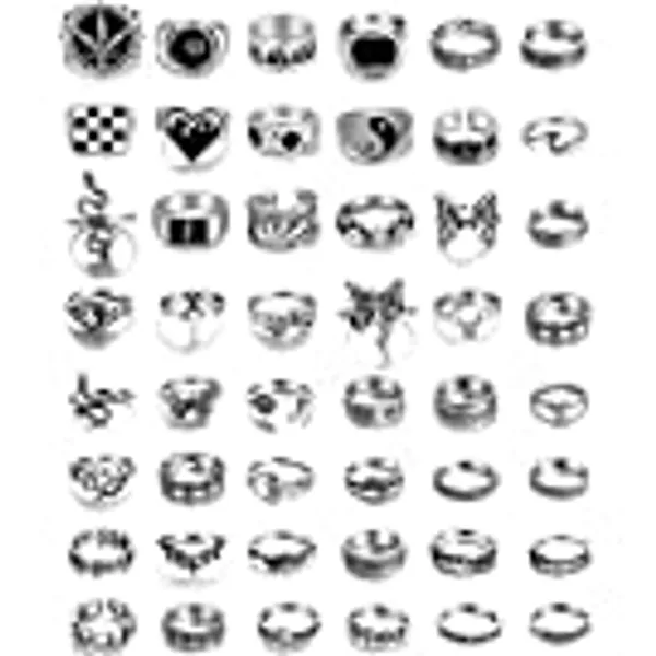 Vintage Silver Open Punk Rings for Men Women, 24PCS Adjustable Rings, Alt Rings, Chunky Silver Rings, Bulky Rings, Hippie Rings ,Cool Gothic Ring,Statement Stacking Ring, Skull Snake Star Flower Heart Eboy Emo Y2K Ring