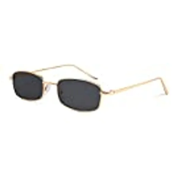 FEISEDY Vintage Small Rectangle Sunglasses Women Men Retro Trendy Square Metal Frame Sun Glasses B2295