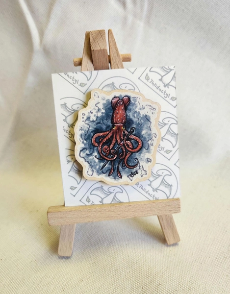 Goldeneye the Giant Strawberry Squid Wooden Pin