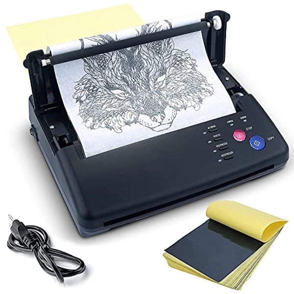 Sacnahe Tattoo Transfer Stencil Machine Copier Printer Thermal Tattoo Kit Copier Printer With 20pcs Tattoo Stencil Transfer Paper, Black