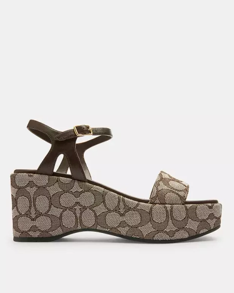 Maple Gale Wedge Sandal In Signature Jacquard