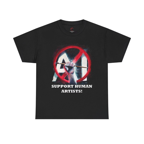 Support Human Artists! No AI T-Shirt | Unisex Heavy Cotton Tee