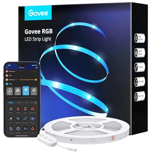 Govee 16.4ft LED Strip Lights, Bluetooth RGB Father's Day LED Lights with App Control, 64 Scenes and Music Sync LED Strip Lighting for Bedroom, Living Room, Kitchen, Party, ETL Listed Adapter - 16.4ft