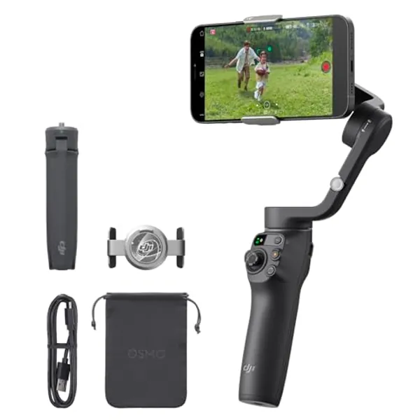 DJI Osmo Mobile 6 Gimbal-Stabilisator für Smartphones, 3-Achsen-Handy, integrierter Verlängerungsstab, Objektverfolgung, tragbar und faltbar, Vlogging, YouTube TikTok, Schiefergrau