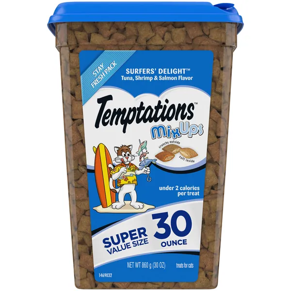 TEMPTATIONS MixUps Crunchy and Soft Cat Treats, Surfers' Delight, Multiple Sizes - 1.9 Pound (Pack of 1)